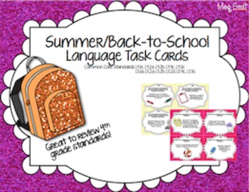 Preview of Back to School Language Task Cards