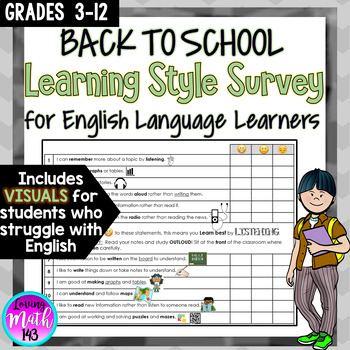 Preview of Back to School - Learning Style Survey for English Language Learners