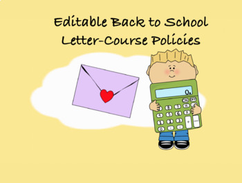 Preview of Editable Back to School Letter-Course Policies