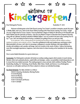 Preview of Back to School Letter - Welcome to Kinder theme - Editable - Star Line Frame