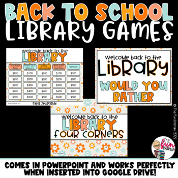 Preview of Back to School Library Games | Jeopardy | Would You Rather | Four Corners