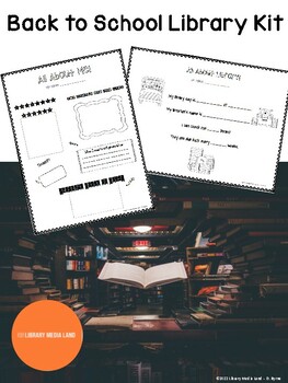 Preview of Back to School Library Kit: "All About Me," parent letter, rules, signs, badges
