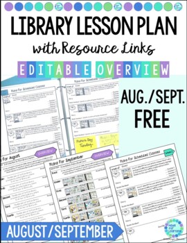 Preview of Back to School Library Lesson Plans - August Sept PK - 5 EDITABLE Template