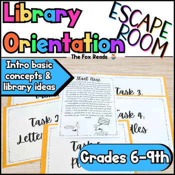 Preview of Back to School Library Orientation Escape Room- Middle and High School