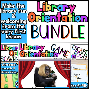 Preview of Back to School Library Orientation Game Bundle- Middle and High School