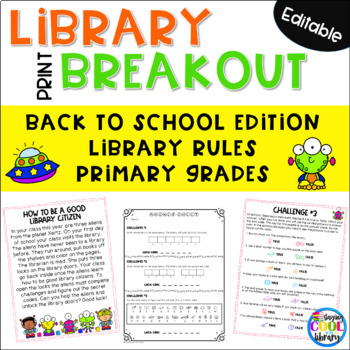 Preview of Back to School Library Orientation - PRINT Breakout Gr. 2/3