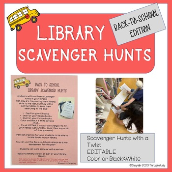 Preview of Back to School Library Scavenger Hunt