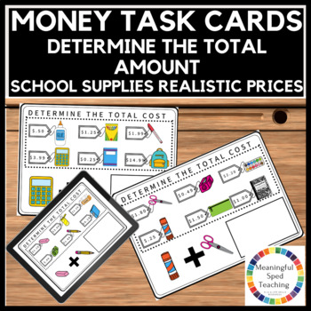 Preview of Back to School Life Skills Counting Money Addition Printable & Digital Task Card