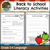 Back to School Literacy Activities (Grade 2-4)