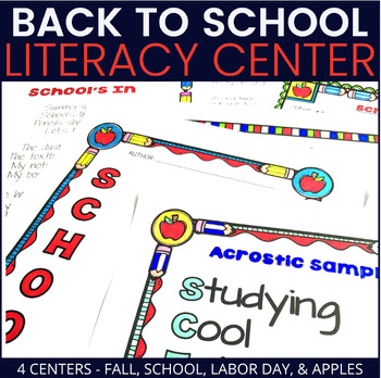 Preview of Back to School Literacy Station - Fall, Apples & Labor Day Poems