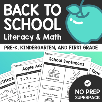 Preview of Back to School Literacy & Math Superpack – No Prep Common Core Worksheets