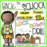 Back to School Lock Down Drill Editable Posters Social Story Mini Reader