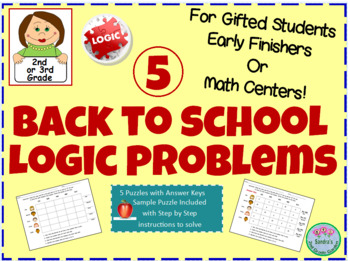 Preview of Back to School Logic Problems for Gifted Students or Math Centers