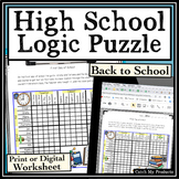 Back to School Logic Puzzle for High School