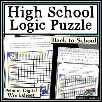 Preview of Back to School Brain Teasers for Teens or Logic Puzzle Worksheets High School