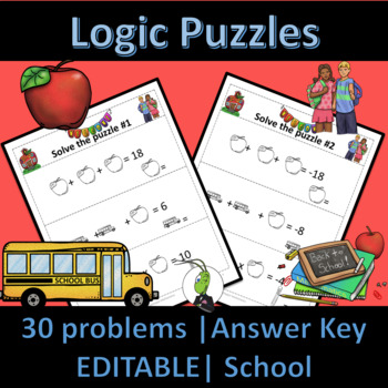 Preview of Back to School Logic Puzzles | Number Sense | Algebra 1