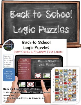 Preview of Back to School Logic Puzzles Printable Task Cards & Interactive Boom Cards