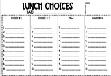 Back to School: Lunch Choices Form