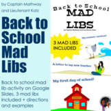 Back to School MAD LIBS- Distance Learning Paperless Fun o
