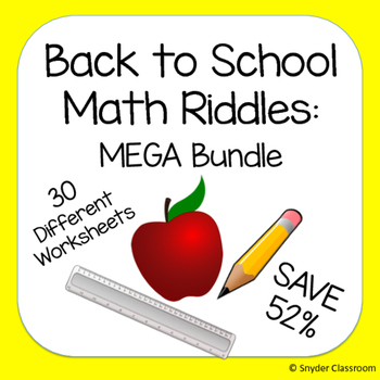 Preview of Back to School: Math Riddles MEGA Pack