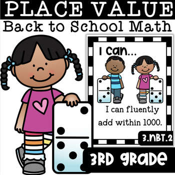 Preview of Place Value Strategies Task Cards + 3rd Grade Math Learning Targets