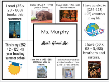 Preview of Back to School Math About Me Google Poster! 