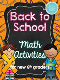 Back to School Math Activities - 6th