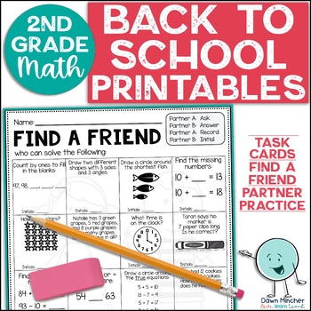 Preview of Back to School Math Activities 2nd Grade Math Review Game of 1st Grade Standards