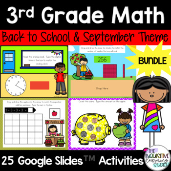 Preview of Back to School 3rd Grade Math Activities | Google Slides™ | BUNDLE