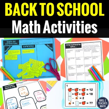 Preview of Back to School Math Activities