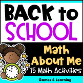 Back to School Math Activities All About Me - Beginning of