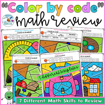 Preview of Back to School Math Activities Color by Number 