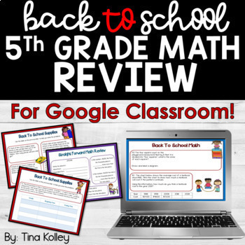 Preview of Back to School Math Activities - First Week of School - 5th Grade Math