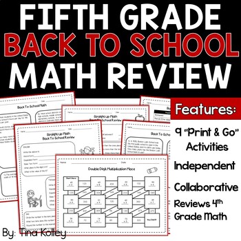 Preview of Back to School Math Activities - First Day of School Math Review - 5th Grade