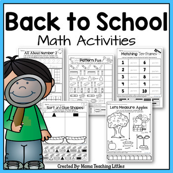 Preview of Back to School Math Activities