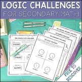 Back to School Math Activities | Logic Challenges for Seco