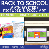 Back to School Math Activities Mystery Picture & Pixel Art