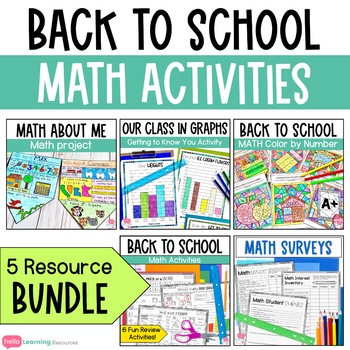 Preview of Back to School Math Activities - Surveys, Math About Me, Graphing Activities