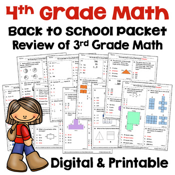 Preview of Back to School Math Activities for 4th Grade Math - Review of 3rd Grade Math