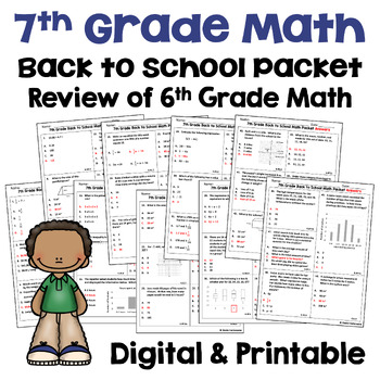 Preview of Back to School No Prep Math Activities for 7th Grade - Beginning of the Year