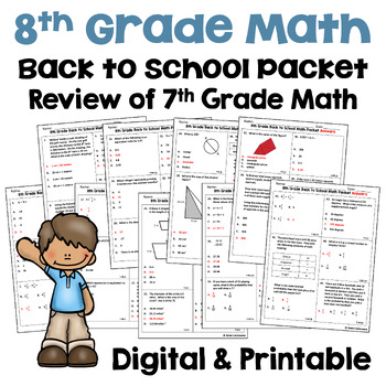 Preview of Back to School No Prep Math Activities for 8th Grade - Beginning of the Year