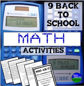 Preview of Back to School Math Activities for Middle School