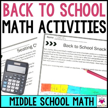 Preview of Back to School Math Activities for Middle School First Day of School