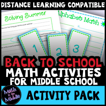 Preview of Back to School Math Activities for Middle School - Printable & Digital