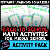 Back to School Math Activities for Middle School - Printab