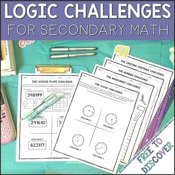 Preview of Back to School Math Activity | Logic Challenges for Secondary Math