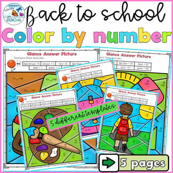 Preview of Back to School Math Addition Subtraction Factor Color by Number Bilingual 