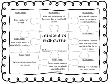 All About Me Poster {Puzzle Pieces}  All about me poster, About me poster,  School activities