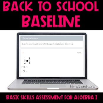 Preview of Back to School Math Baseline Assessment