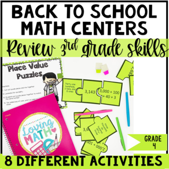 Preview of Back to School Math Centers 4th Grade